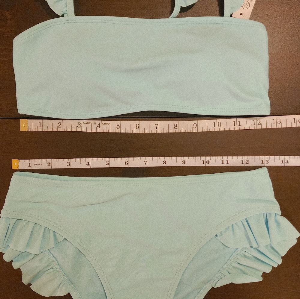 Tahari 2 piece Set Swimsuit Bathing Suit SZ MEDIUM - Blue Mist Light Turquoise - Picture 5 of 15